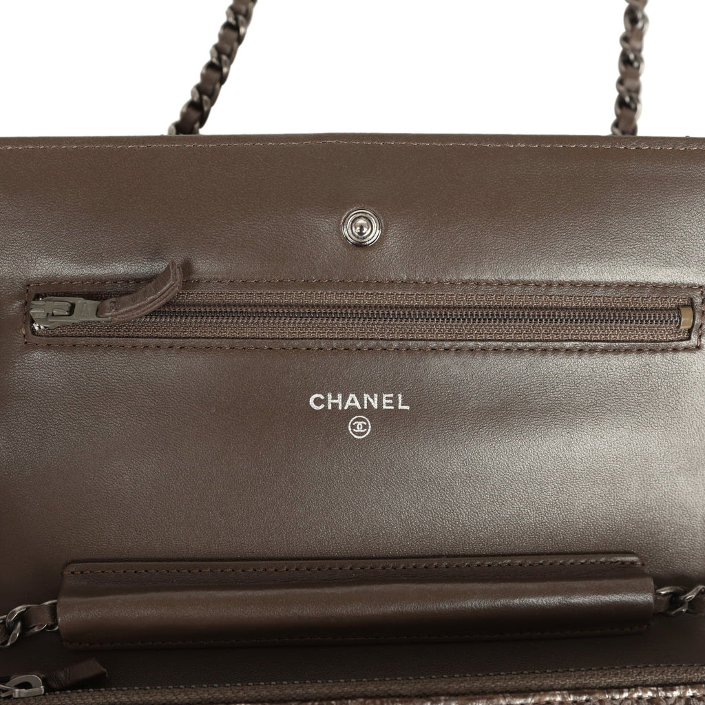 Wallet On Chain WOC Silver and Brown Aged Python Antique Silver Hardware