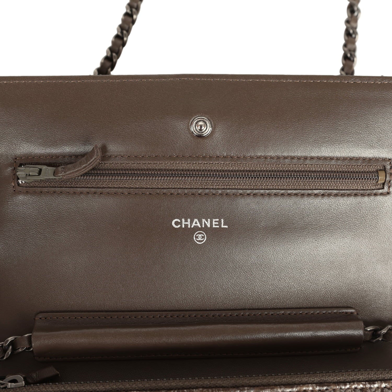 Wallet On Chain WOC Silver and Brown Aged Python Antique Silver Hardware