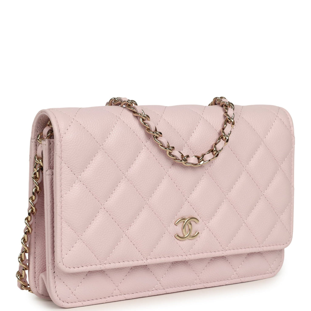 Wallet On Chain WOC Light Pink Caviar Light Gold Hardware