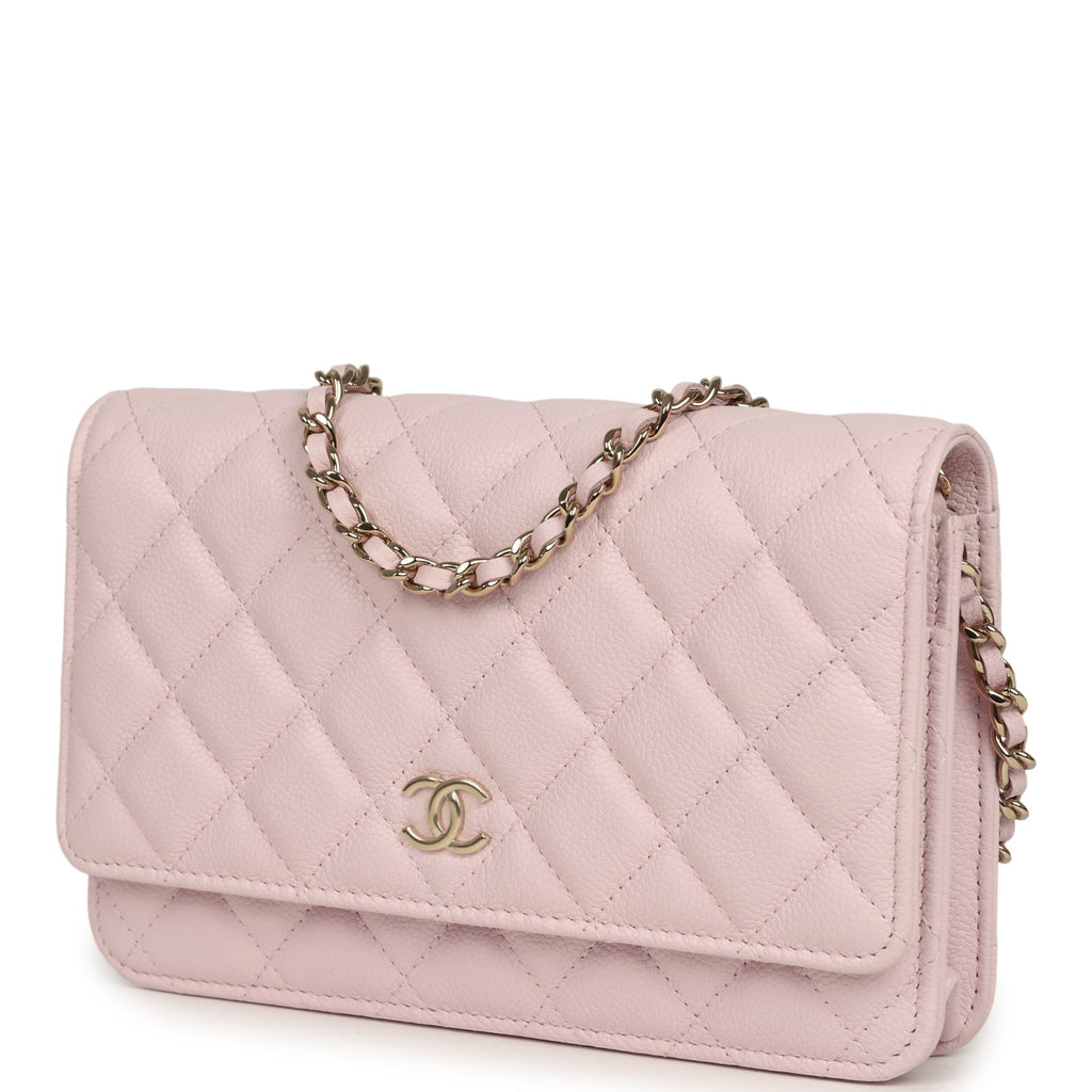 Wallet On Chain WOC Light Pink Caviar Light Gold Hardware