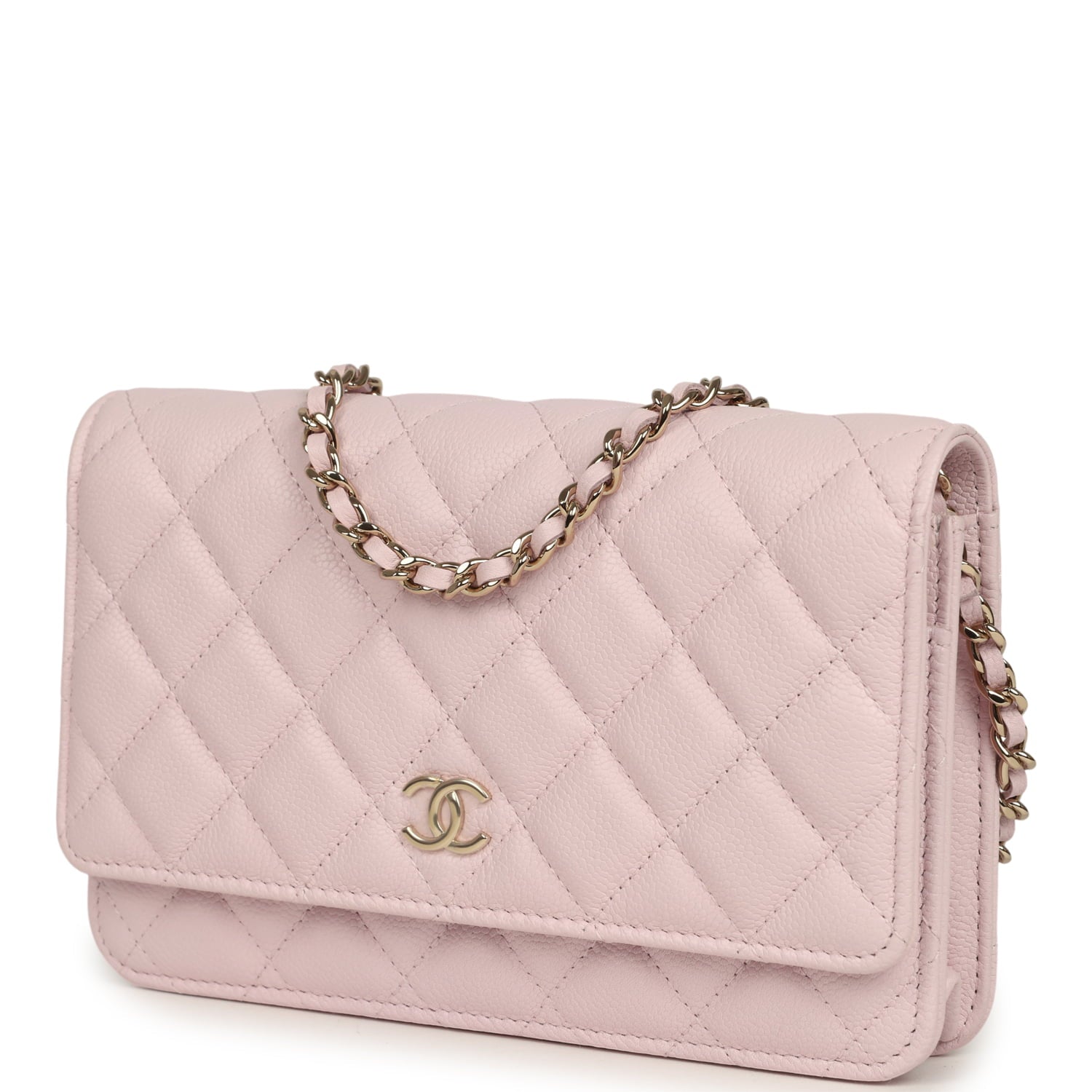 Wallet On Chain WOC Light Pink Caviar Light Gold Hardware