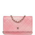 Classic Wallet On Chain Ombre Pink Shiny Goatskin Light Gold Hardware