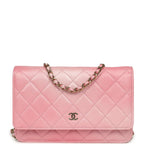 Classic Wallet On Chain Ombre Pink Shiny Goatskin Light Gold Hardware