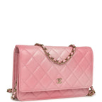 Classic Wallet On Chain Ombre Pink Shiny Goatskin Light Gold Hardware