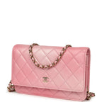 Classic Wallet On Chain Ombre Pink Shiny Goatskin Light Gold Hardware