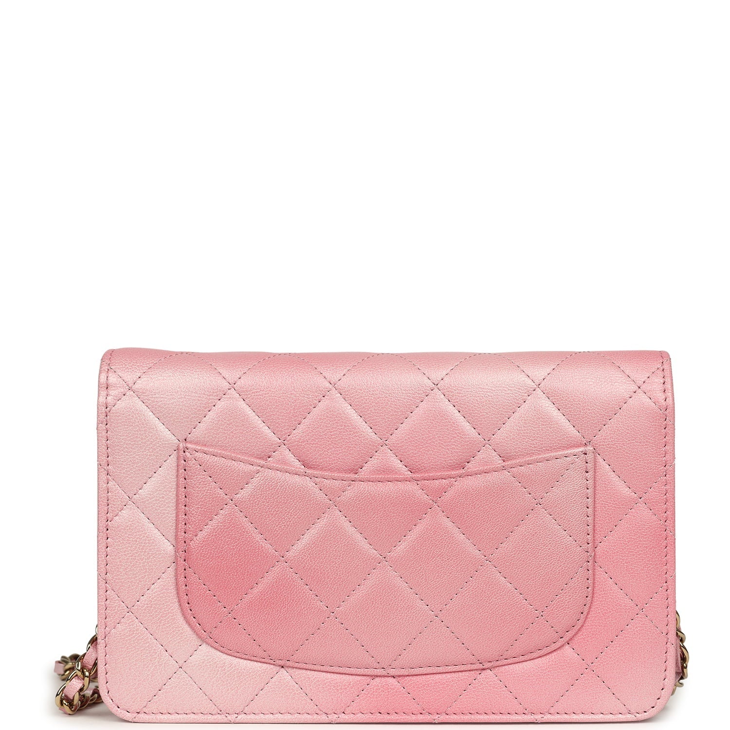 Classic Wallet On Chain Ombre Pink Shiny Goatskin Light Gold Hardware