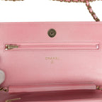 Classic Wallet On Chain Ombre Pink Shiny Goatskin Light Gold Hardware