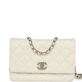 Wallet On Chain WOC White Shiny Caviar Light Gold Hardware