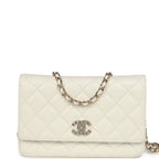 Wallet On Chain WOC White Shiny Caviar Light Gold Hardware