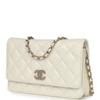 Wallet On Chain WOC White Shiny Caviar Light Gold Hardware