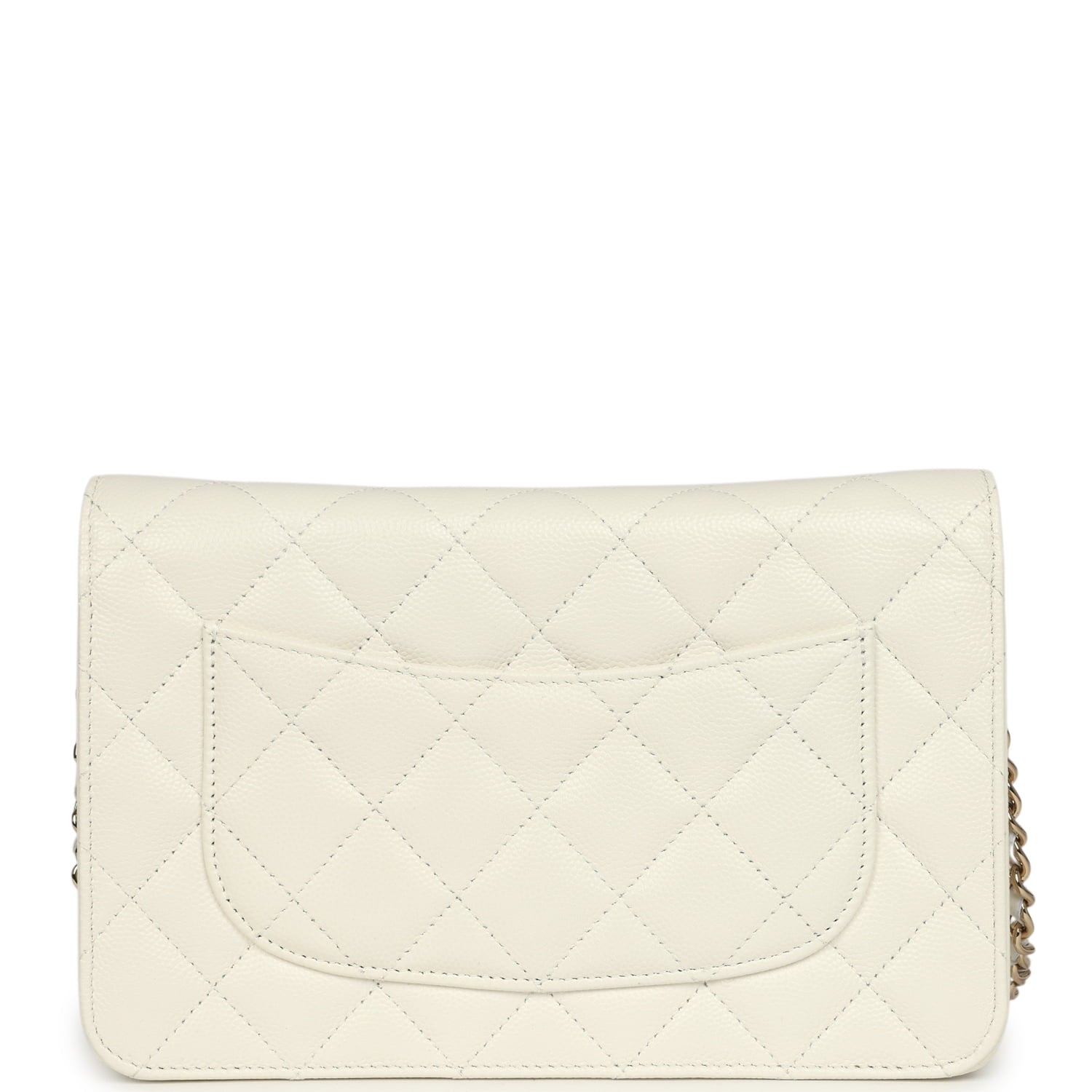 Wallet On Chain WOC White Shiny Caviar Light Gold Hardware