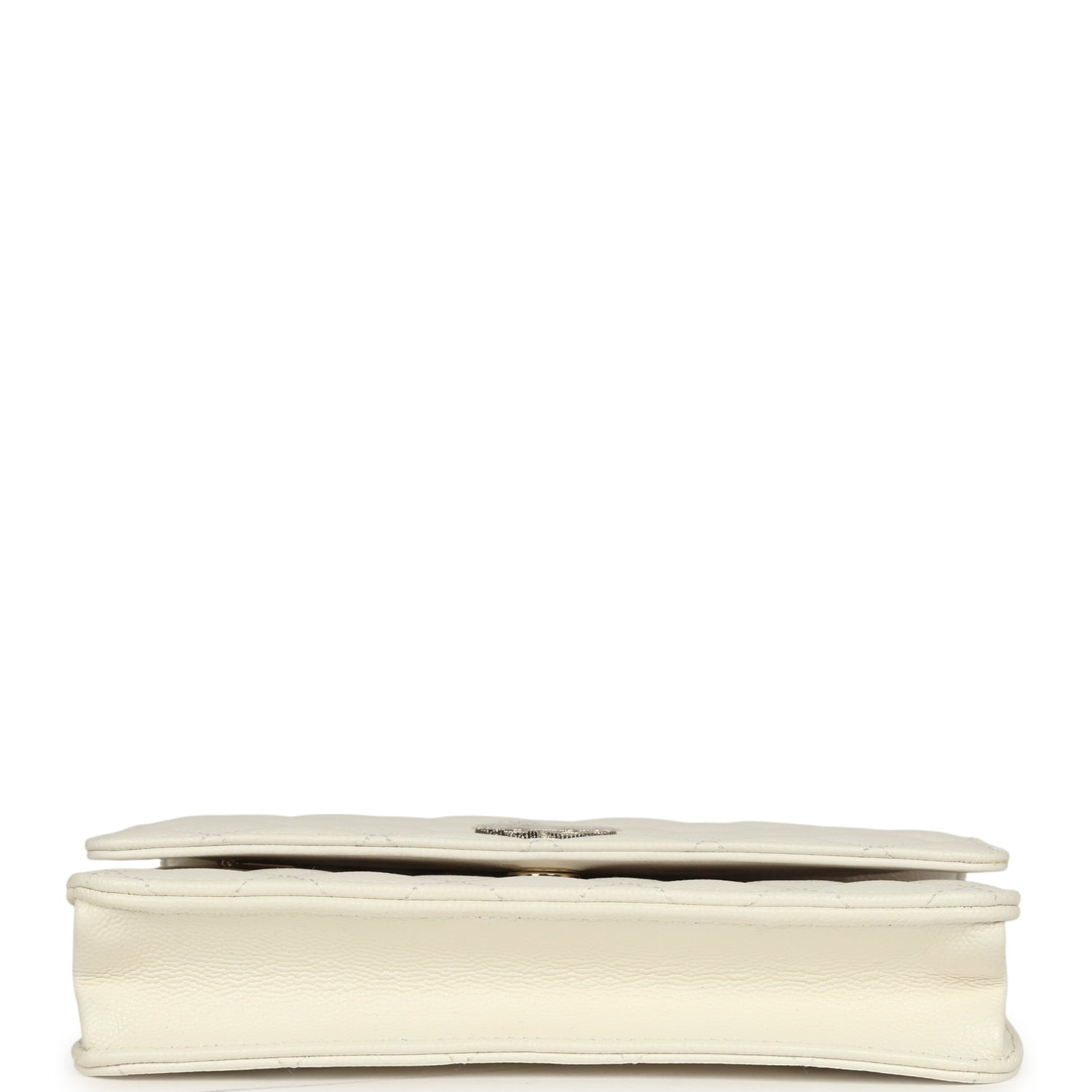 Wallet On Chain WOC White Shiny Caviar Light Gold Hardware