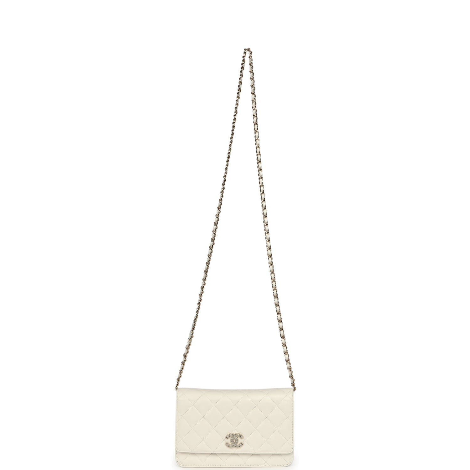 Wallet On Chain WOC White Shiny Caviar Light Gold Hardware