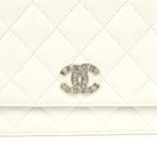 Wallet On Chain WOC White Shiny Caviar Light Gold Hardware