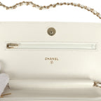 Wallet On Chain WOC White Shiny Caviar Light Gold Hardware