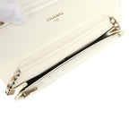 Wallet On Chain WOC White Shiny Caviar Light Gold Hardware