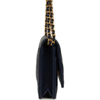 "Twist Your Buttons" Wallet On Chain WOC Navy Blue Shiny Caviar Antique Gold Hardware