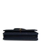 "Twist Your Buttons" Wallet On Chain WOC Navy Blue Shiny Caviar Antique Gold Hardware