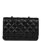 Classic Wallet On Chain WOC SO Black Lambskin Black Hardware