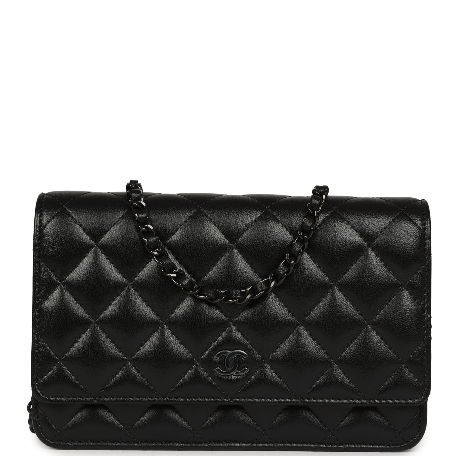 Classic Wallet On Chain WOC SO Black Lambskin Black Hardware