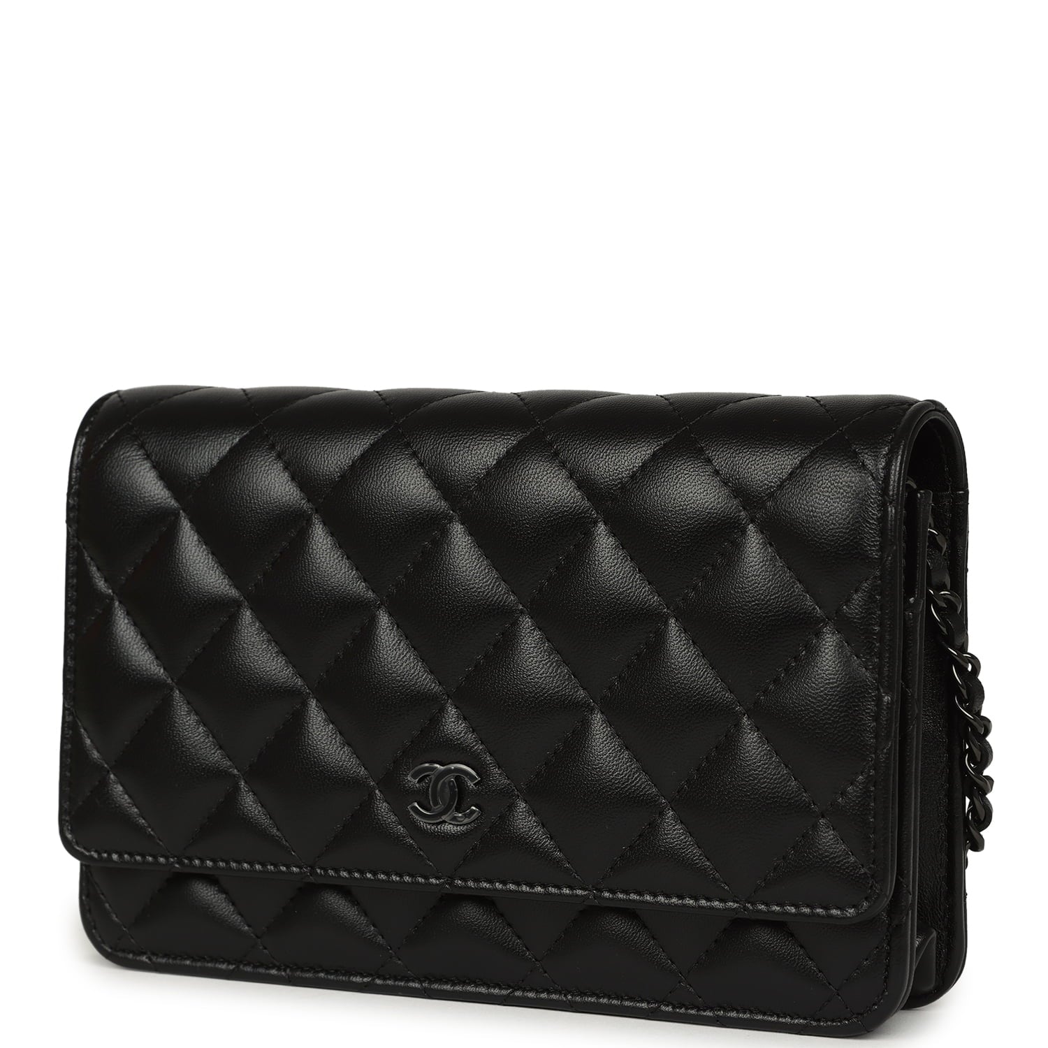 Classic Wallet On Chain WOC SO Black Lambskin Black Hardware
