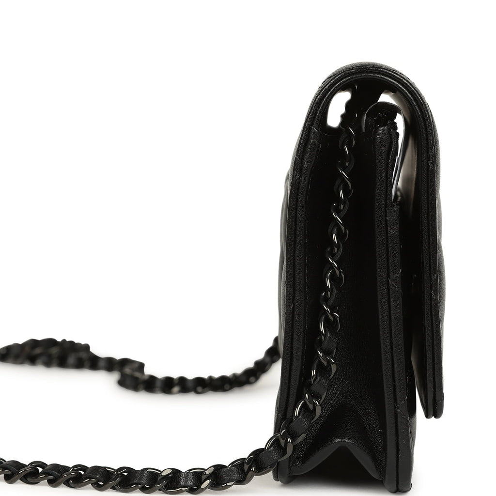 Classic Wallet On Chain WOC SO Black Lambskin Black Hardware