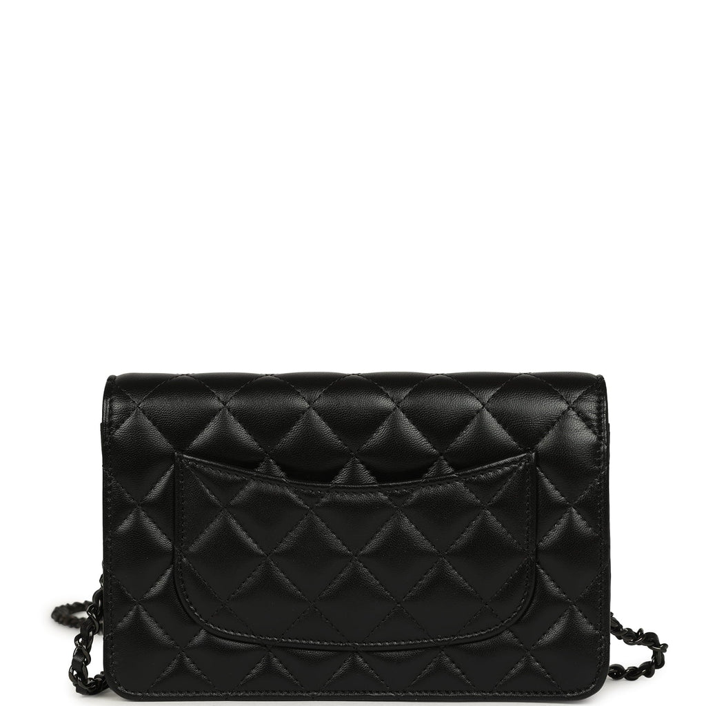 Classic Wallet On Chain WOC SO Black Lambskin Black Hardware