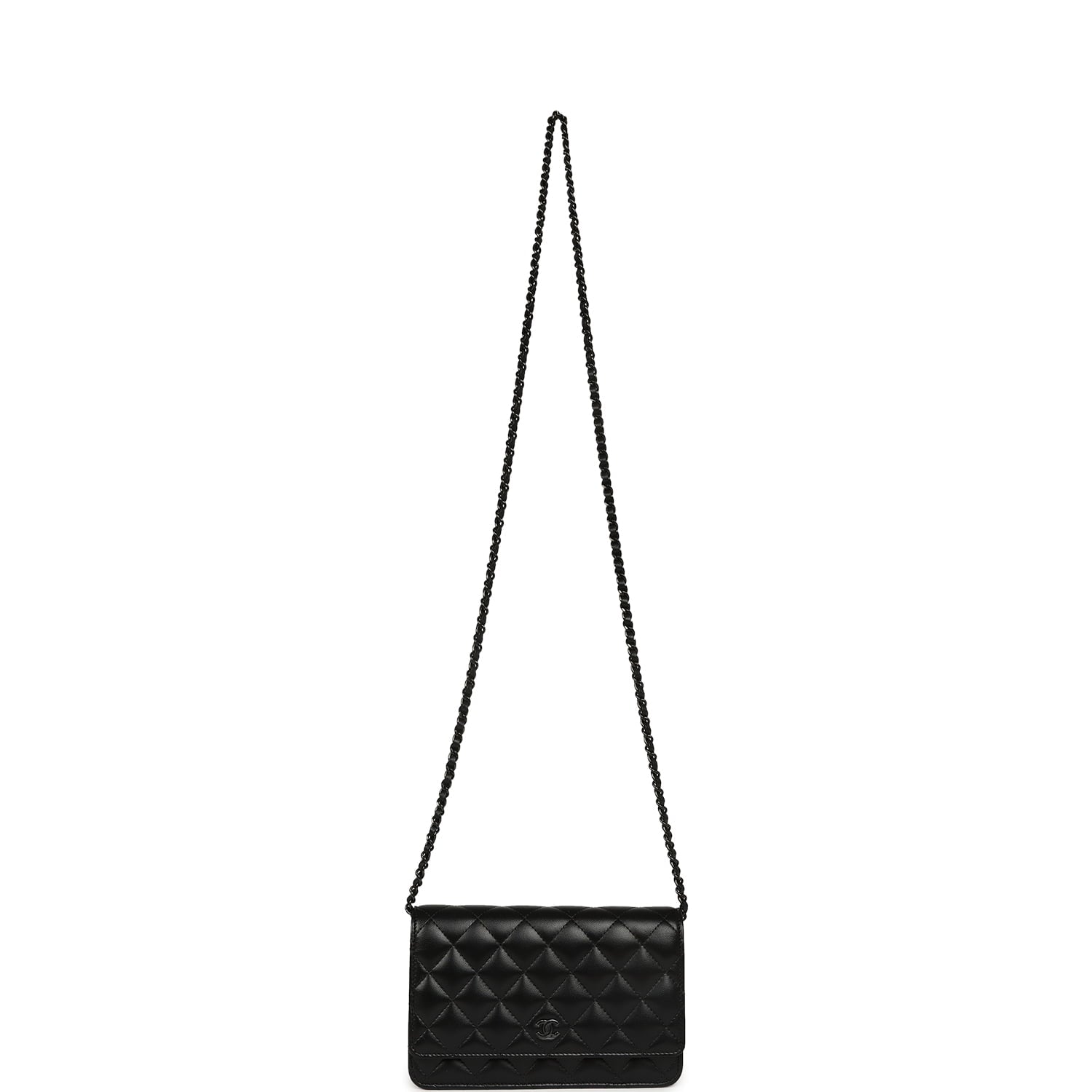 Classic Wallet On Chain WOC SO Black Lambskin Black Hardware