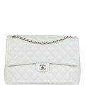 XXL Classic Single Flap Bag White Shiny Caviar Light Gold Hardware