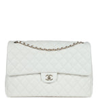 XXL Classic Single Flap Bag White Shiny Caviar Light Gold Hardware