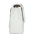 XXL Classic Single Flap Bag White Shiny Caviar Light Gold Hardware