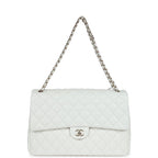 XXL Classic Single Flap Bag White Shiny Caviar Light Gold Hardware
