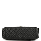 XXL Classic Single Travel Flap Bag Black Shiny Aged Calfskin Brushed Gold Hardware