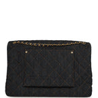 XXL Classic Single Travel Flap Bag Dark Blue Denim Brushed Gold Hardware