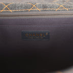 XXL Classic Single Travel Flap Bag Dark Blue Denim Brushed Gold Hardware