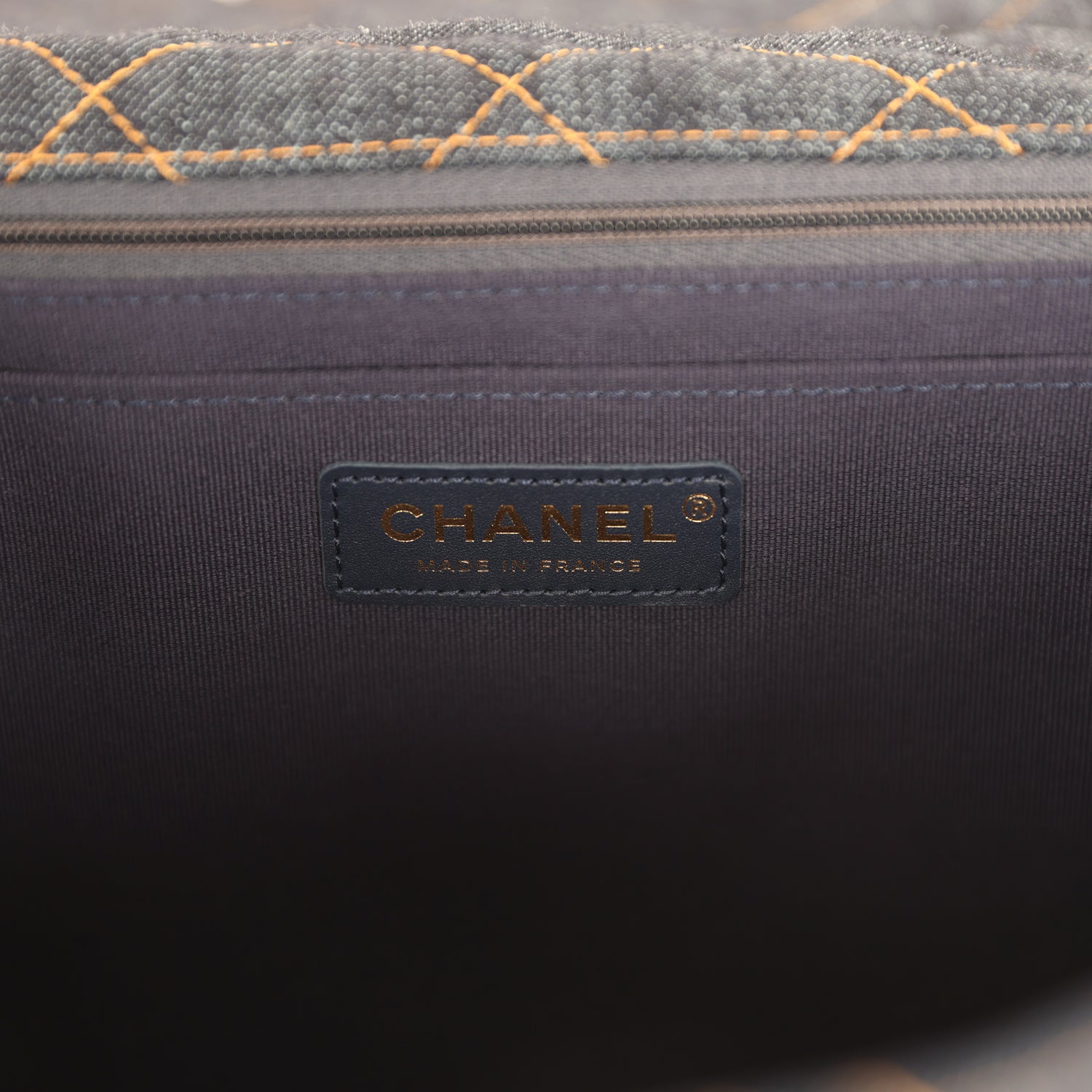XXL Classic Single Travel Flap Bag Dark Blue Denim Brushed Gold Hardware