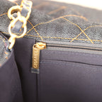 XXL Classic Single Travel Flap Bag Dark Blue Denim Brushed Gold Hardware