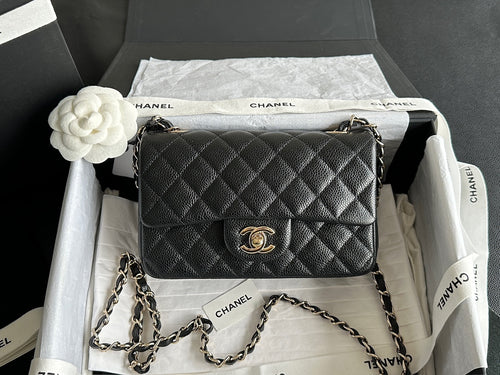 Classic Flap Large Mini Black Caviar Light Gold Hardware