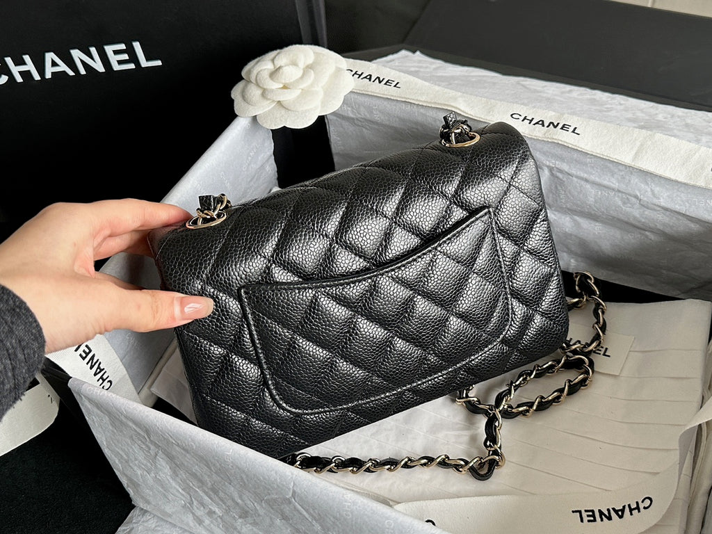 Classic Flap Large Mini Black Caviar Light Gold Hardware