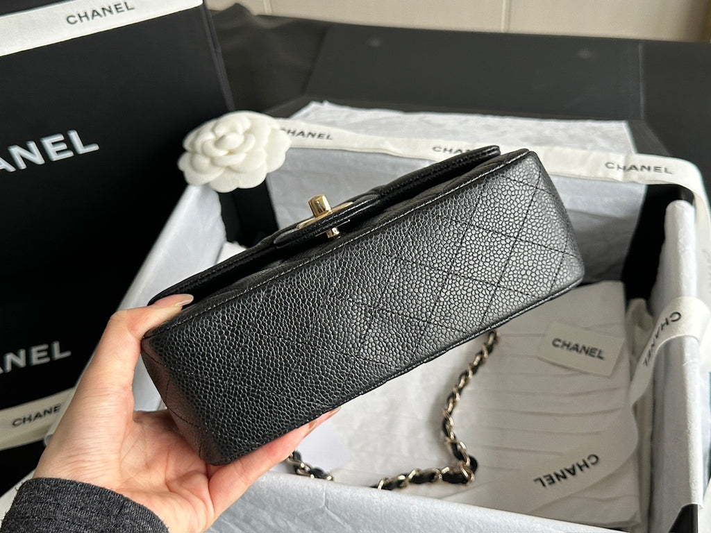 Classic Flap Large Mini Black Caviar Light Gold Hardware