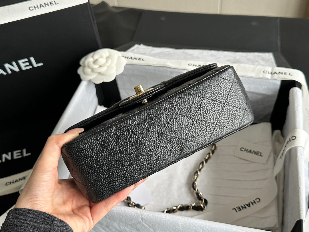 Classic Flap Large Mini Black Caviar Light Gold Hardware