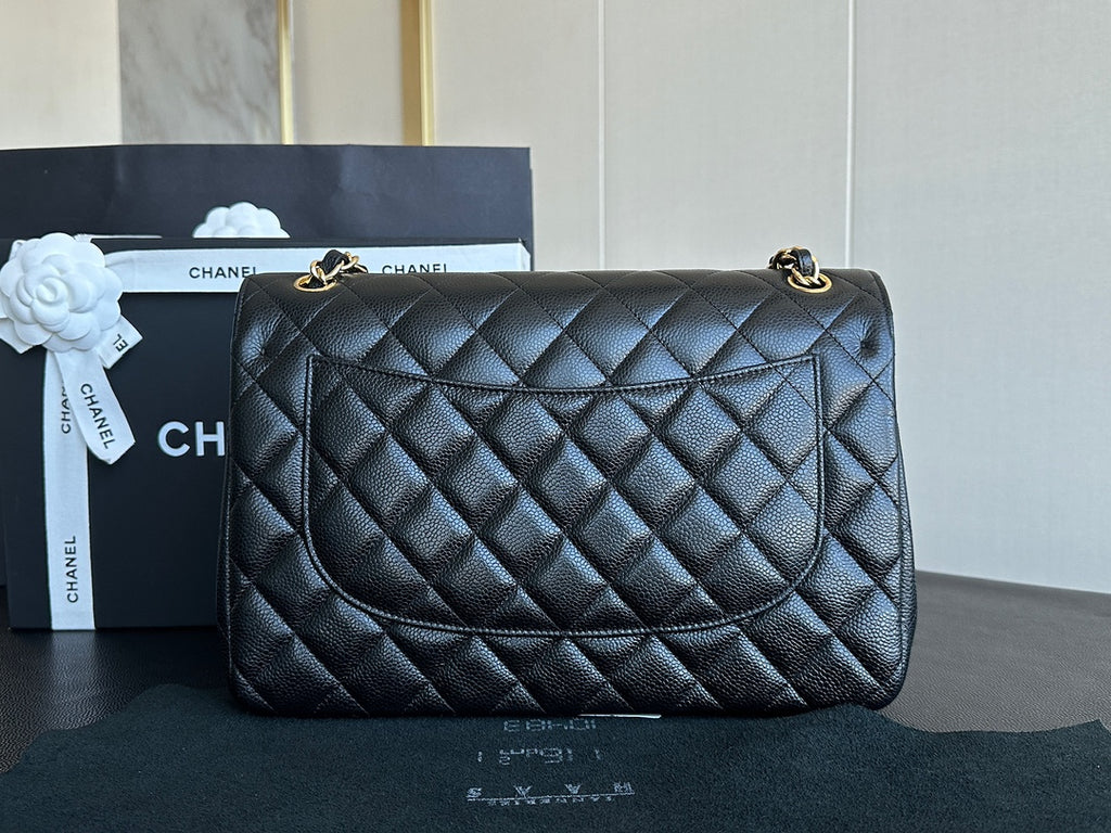 Classic Flap Jumbo Black Caviar Gold Hardware