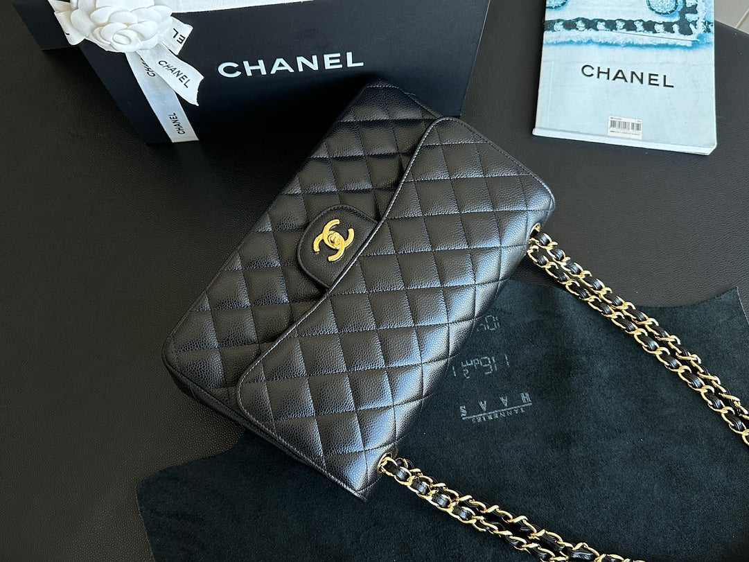 Classic Flap Jumbo Black Caviar Gold Hardware